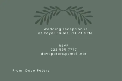 Free Casual Wedding Reception Card Template to Edit Online
