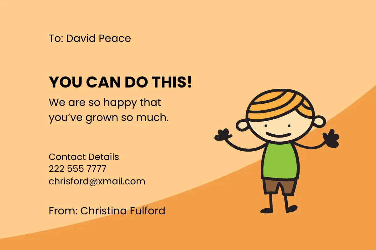 Free Kid Encouragement Card Template to Edit Online