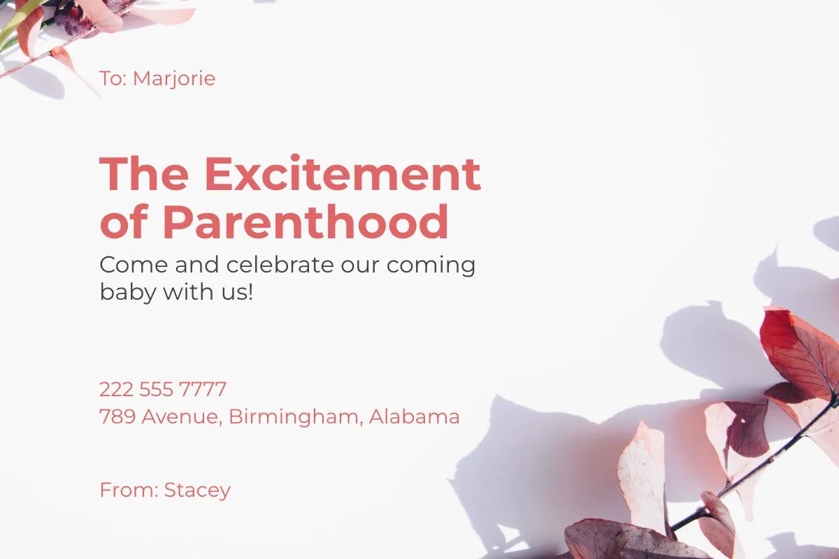 Free Floral Baby Shower Card Printable Template to Edit Online