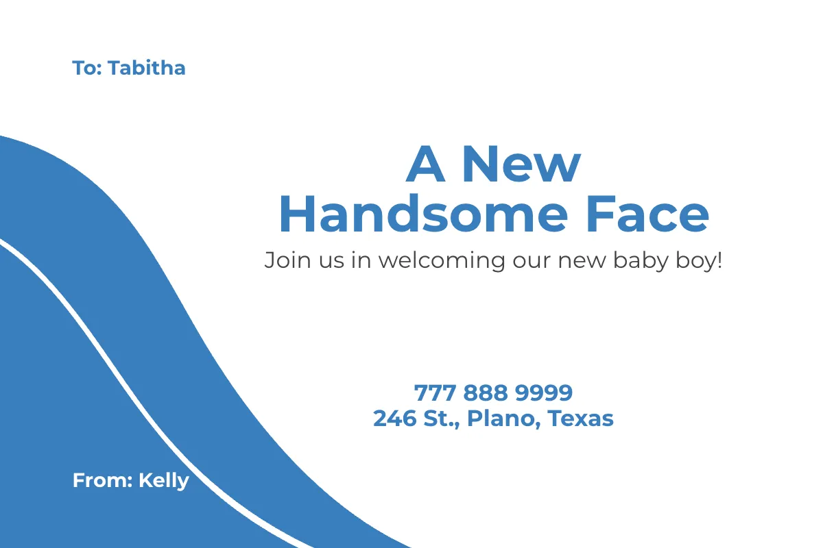 Free Boy Baby Shower Card Printable Template to Edit Online