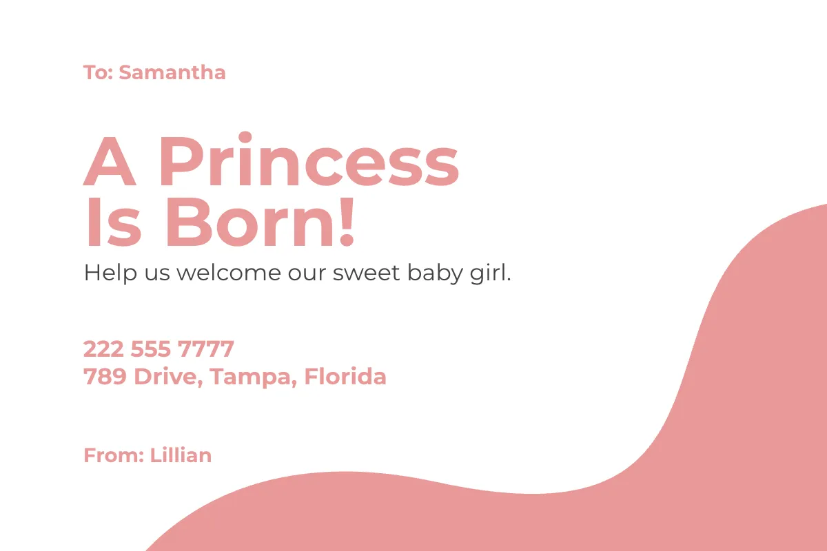 Free Girl Baby Shower Card Printable Template to Edit Online