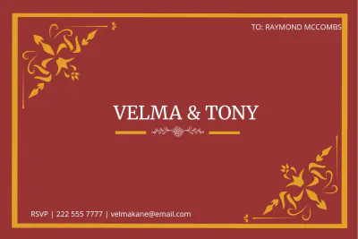 Free Simple Wedding Reception Card Template to Edit Online