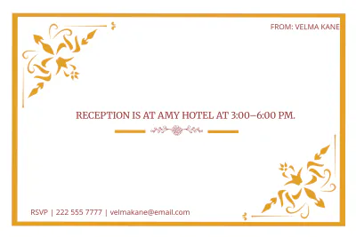 Free Simple Wedding Reception Card Template to Edit Online