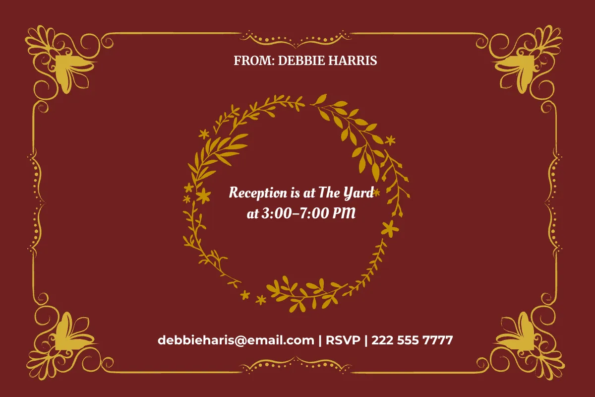 Free Modern Wedding Reception Card Template to Edit Online