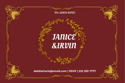 Free Modern Wedding Reception Card Template to Edit Online