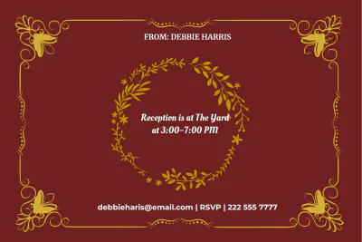 Free Modern Wedding Reception Card Template to Edit Online