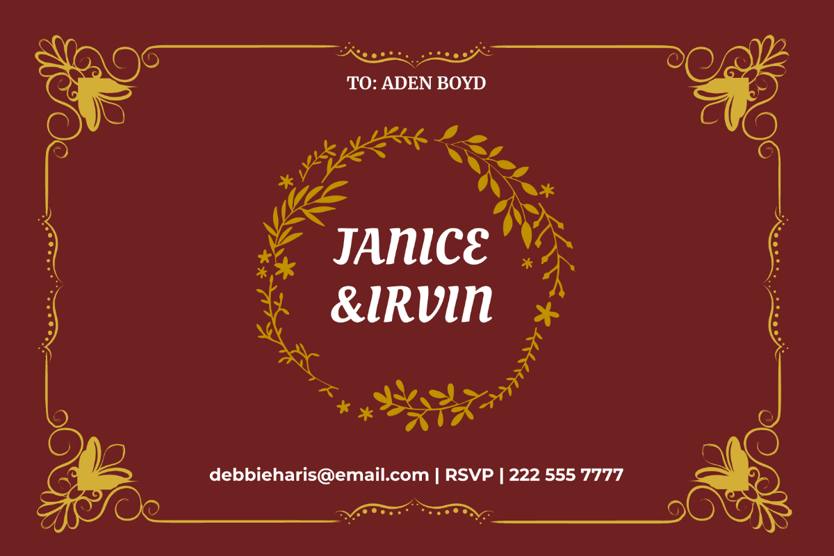 Modern Wedding Reception Card Template