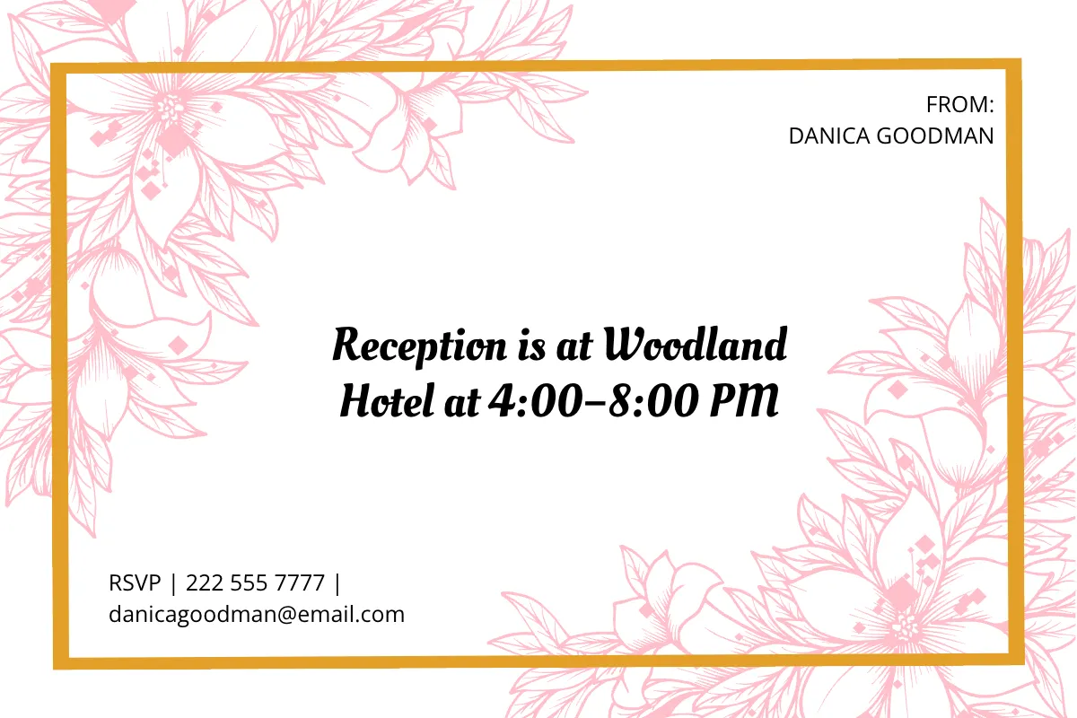 Free Elegant Wedding Reception Card Template to Edit Online