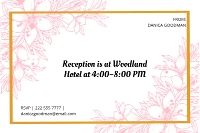 Free Elegant Wedding Reception Card Template to Edit Online