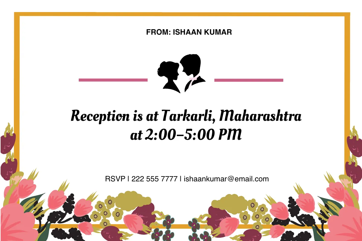 Free Indian Wedding Reception Card Template to Edit Online
