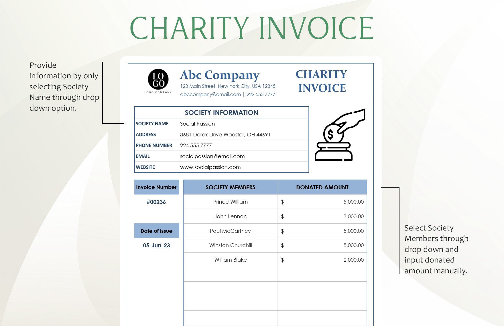 Charity Invoice Template