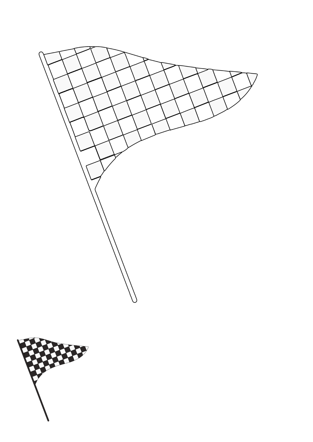 Triangle Checkered Flag coloring page Template