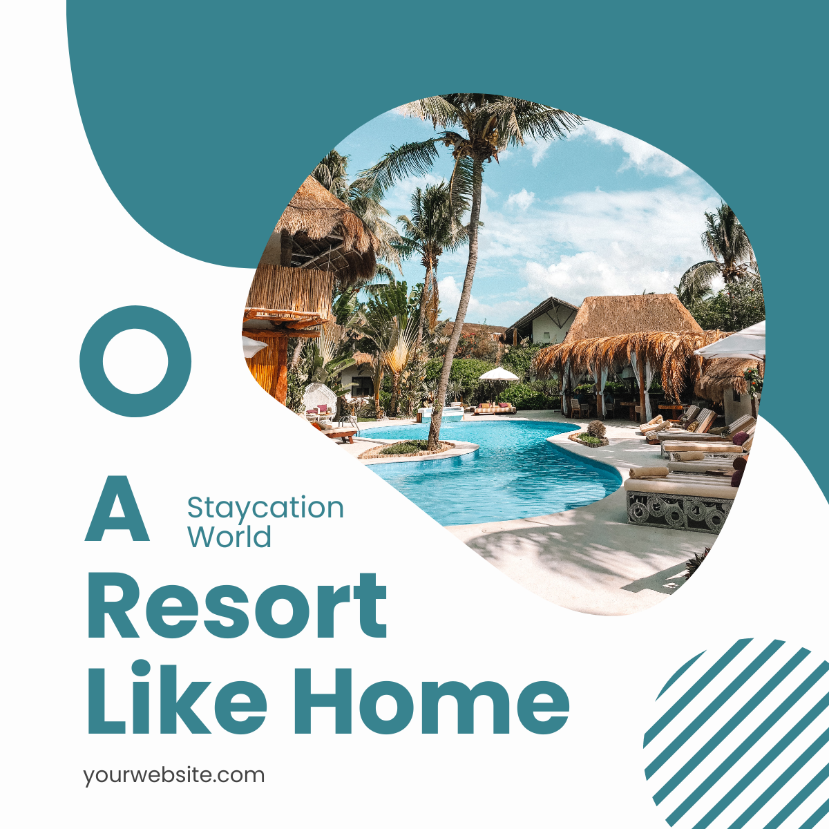 Free Resort Staycation Promotion Linkedin Post Template