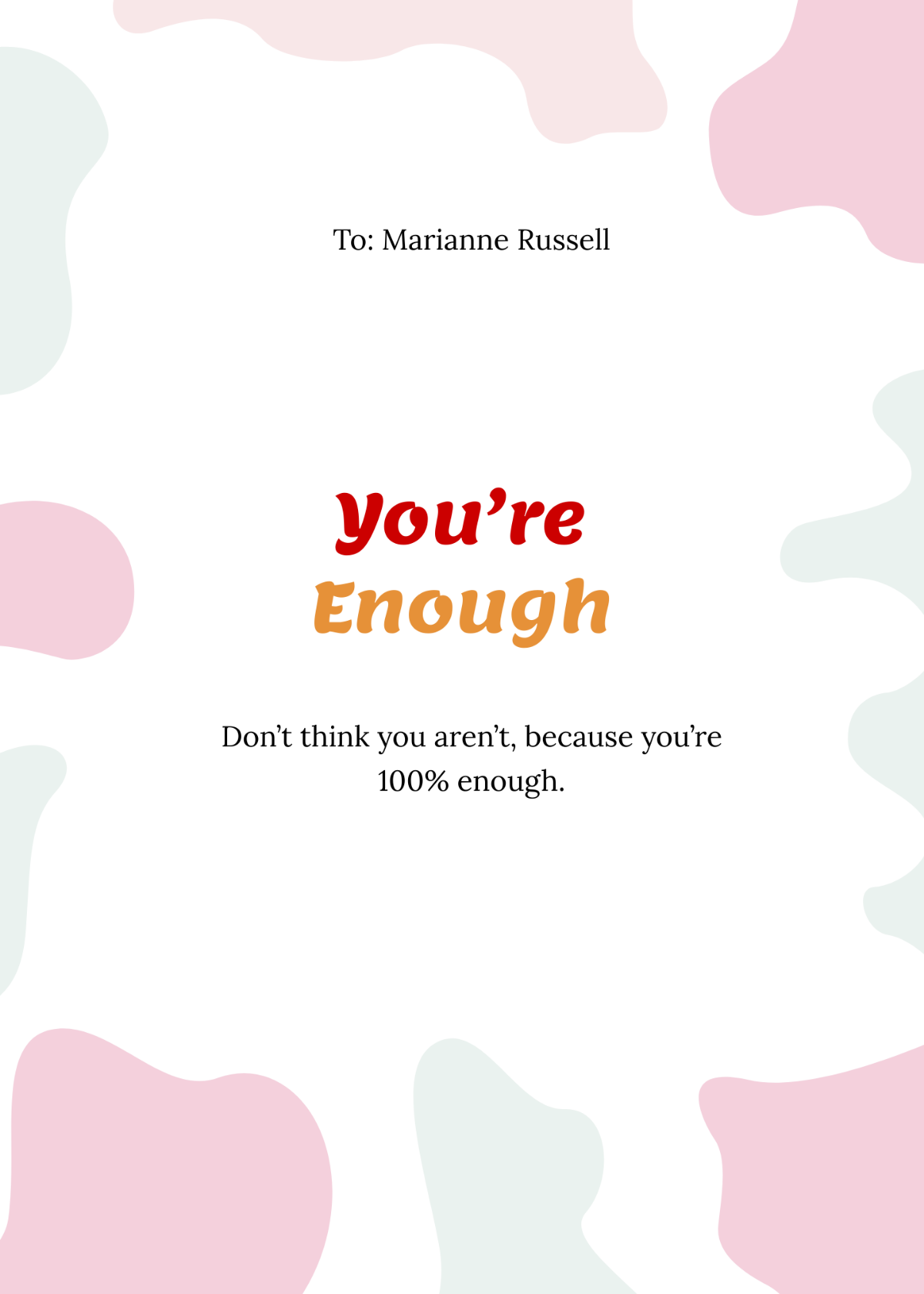 Modern Encouragement Card Template
