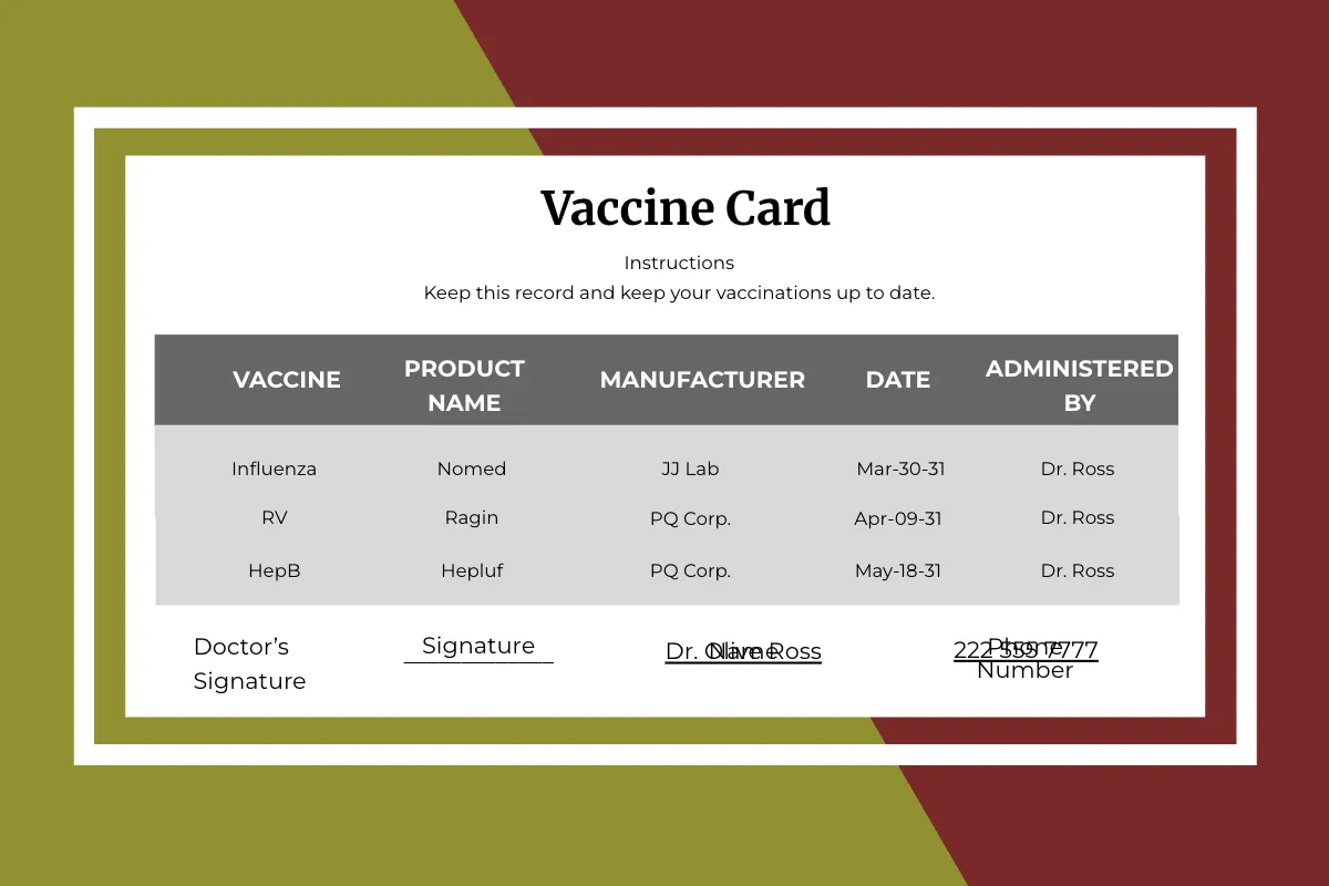 Free Elegant Vaccine Card Template to Edit Online