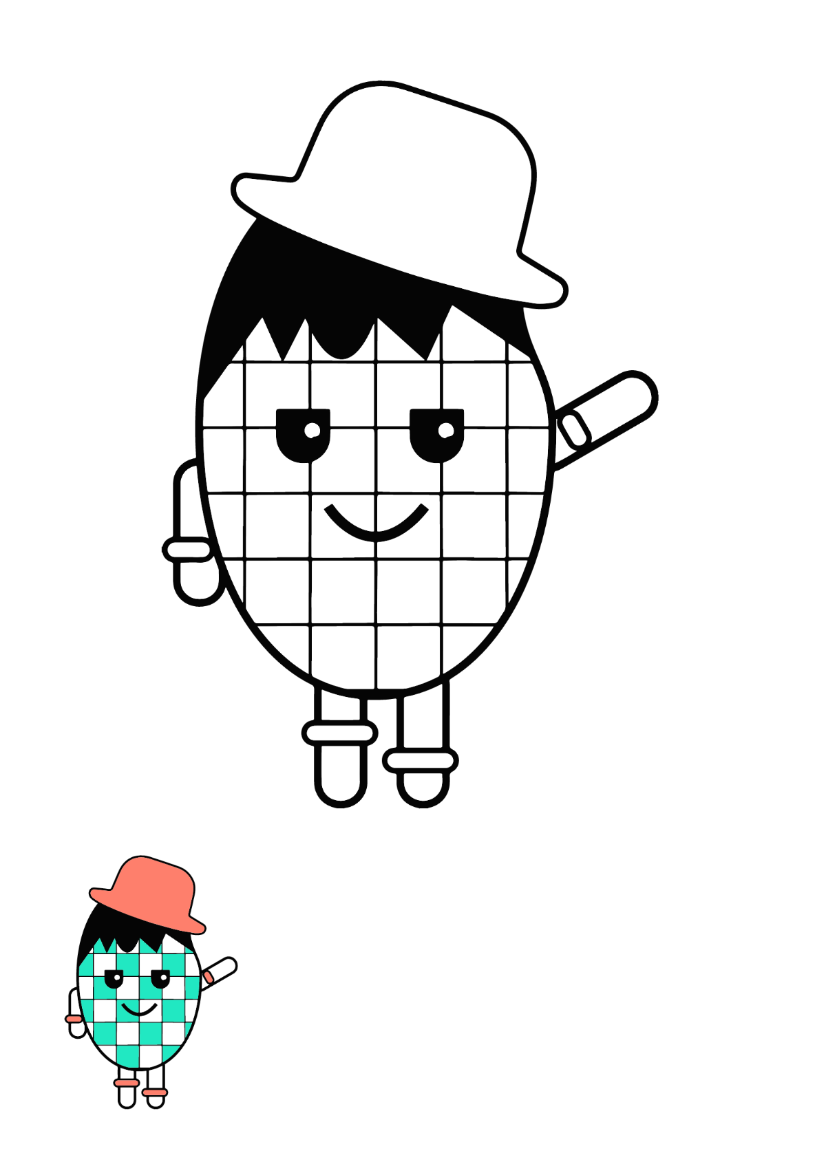 Character Checkered Flag Coloring Page