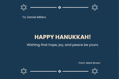 Free Happy Hanukkah Card Template to Edit Online