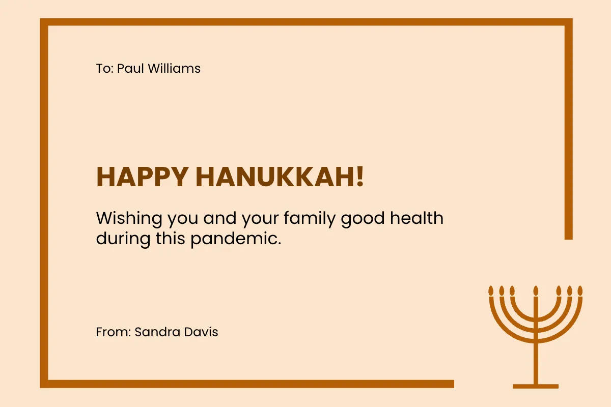 Free Covid Hanukkah Card Template to Edit Online