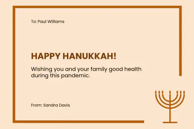 Free Covid Hanukkah Card Template to Edit Online