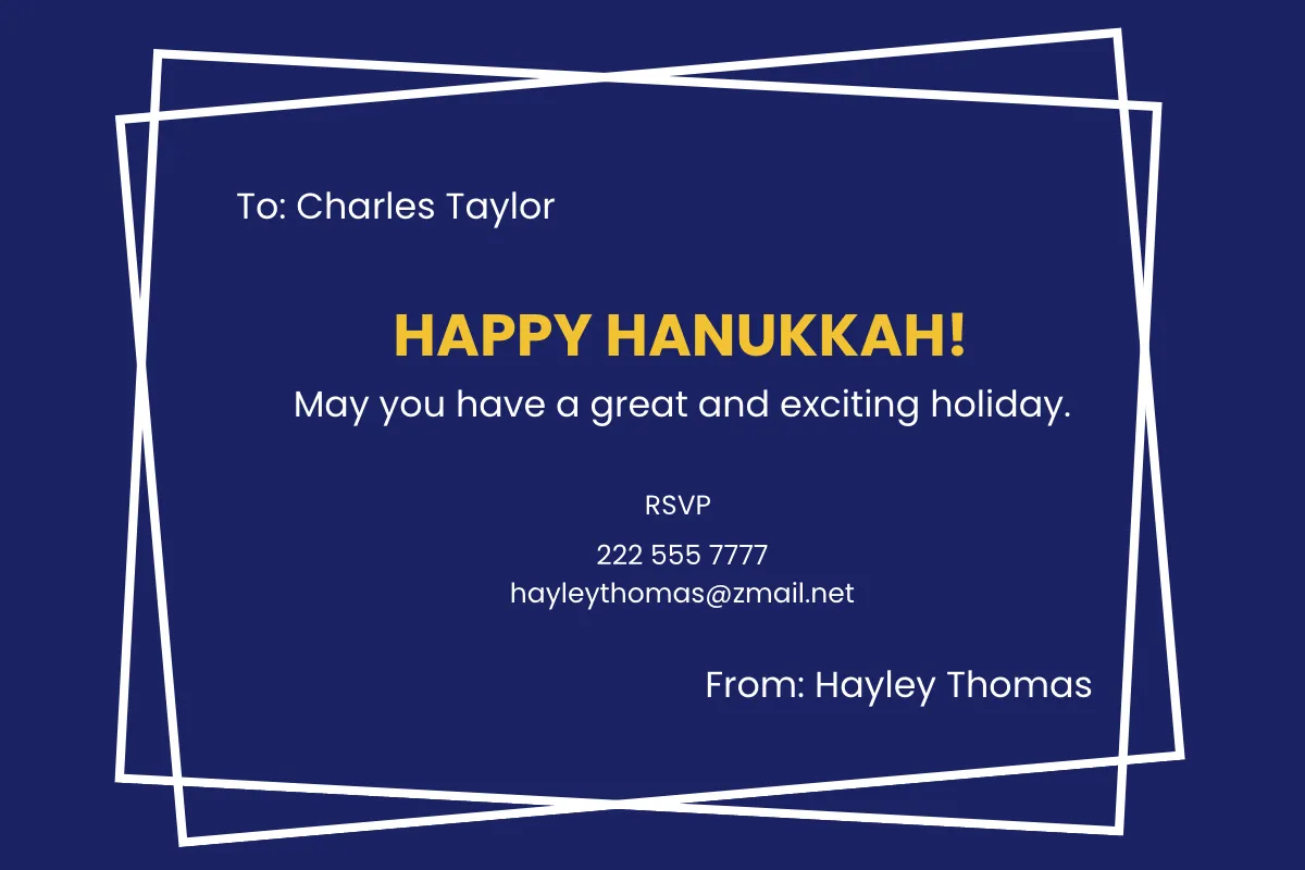 Free Sample Hanukkah Card Template to Edit Online