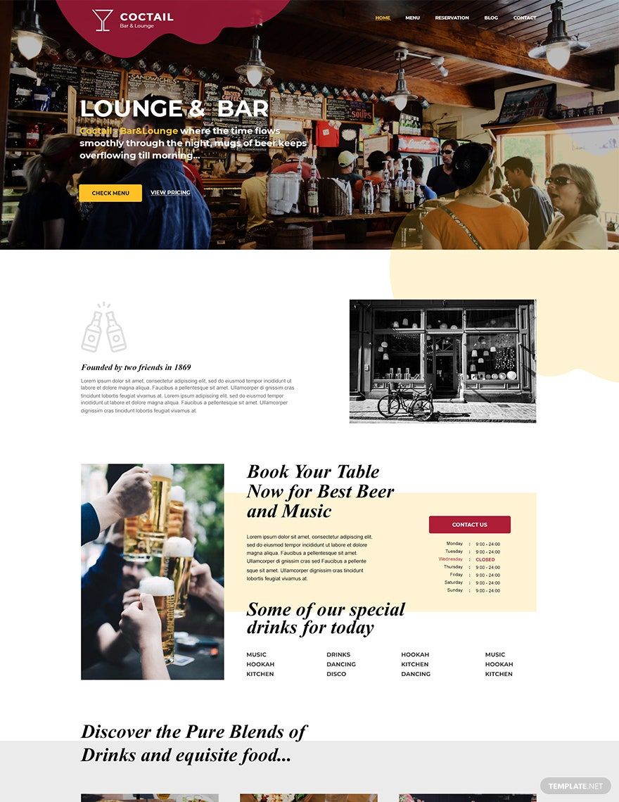 Bar & Lounge WordPress Theme/Template