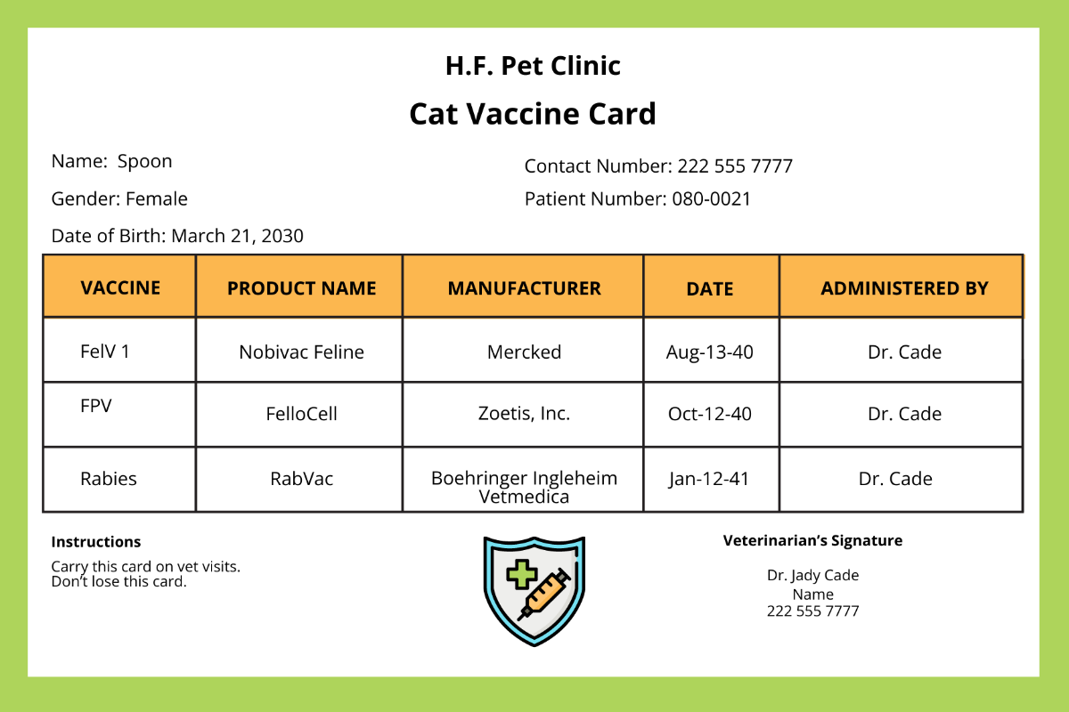 Printable Vaccine Card Template