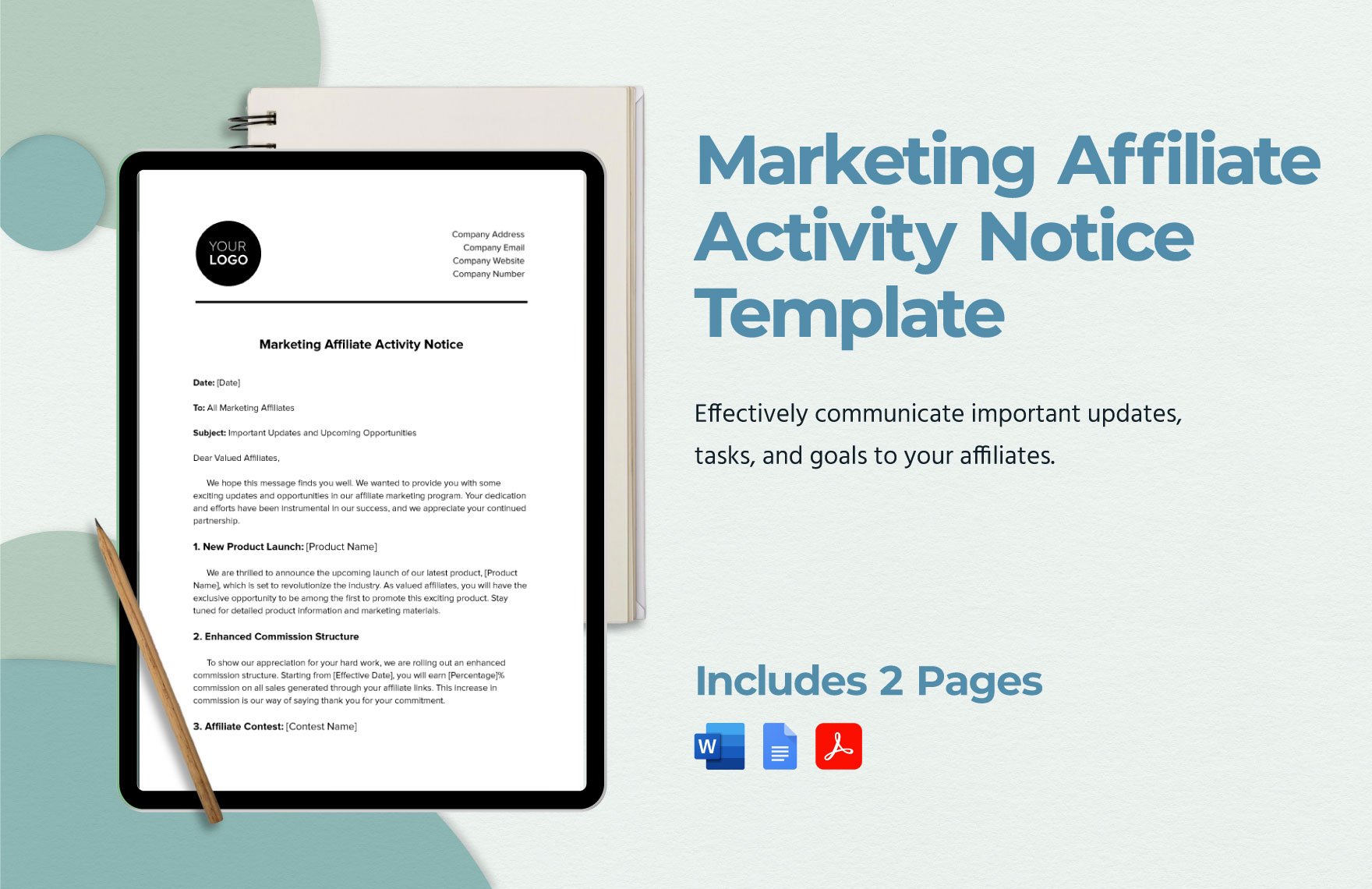 Marketing Affiliate Activity Notice Template in Word, Google Docs, PDF