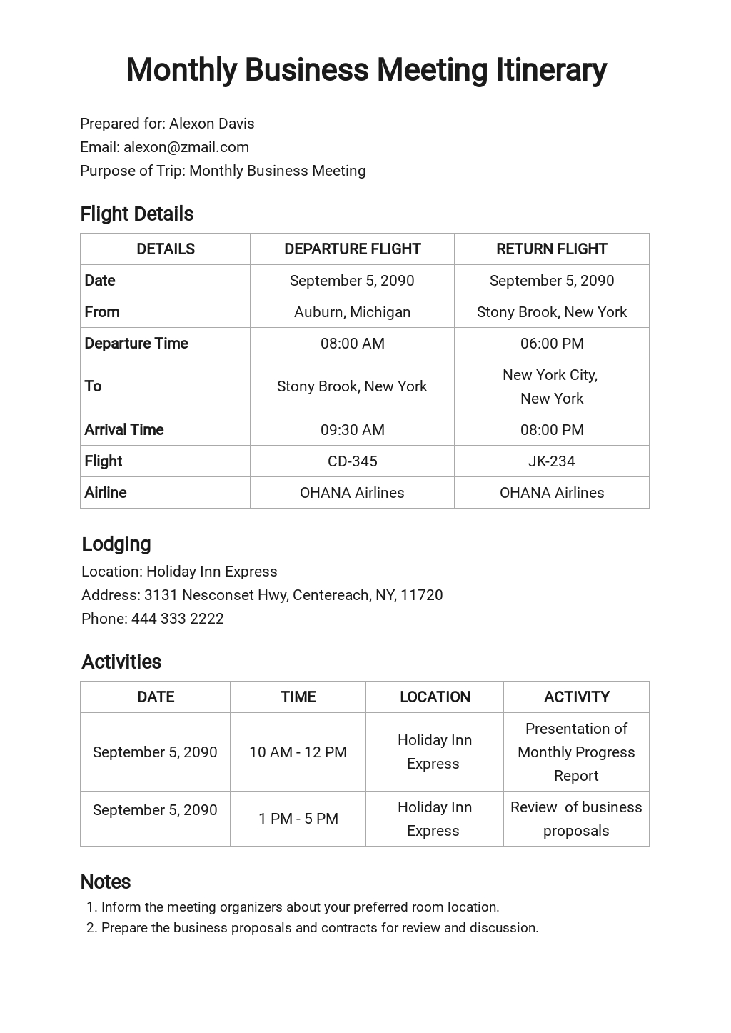 FREE Itinerary Templates In Microsoft Word DOC Template