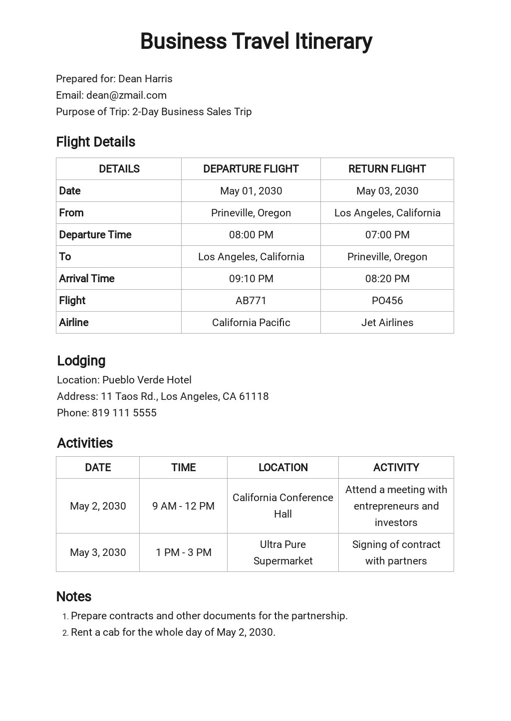 Business Travel Itinerary Template - Google Docs, Word  Template.net With Regard To Business Travel Proposal Template