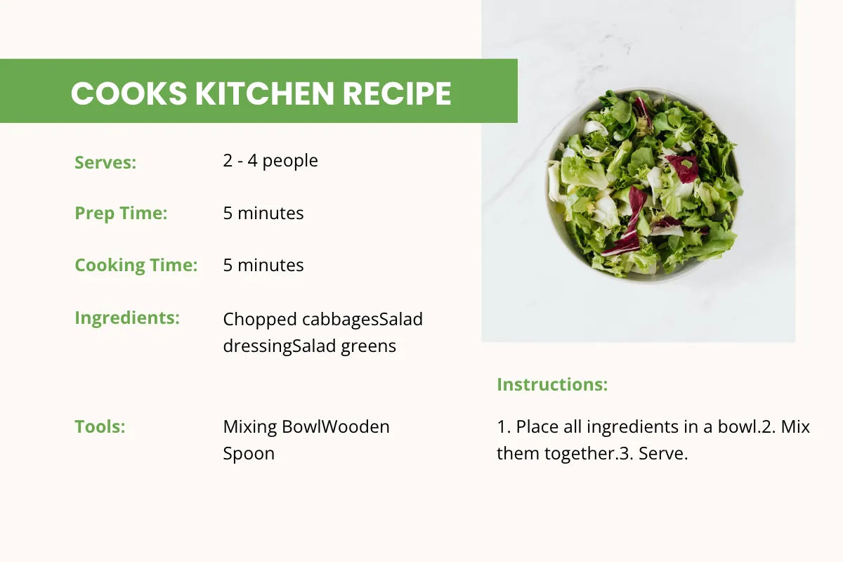 Free Cooks Kitchen Recipe Card Template to Edit Online