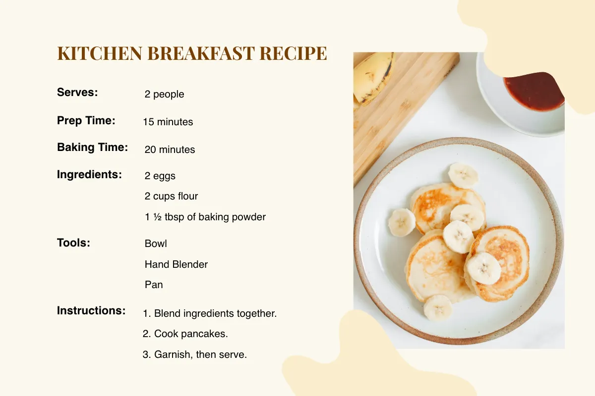 Free Kitchen Break Fast Recipe Card Template to Edit Online