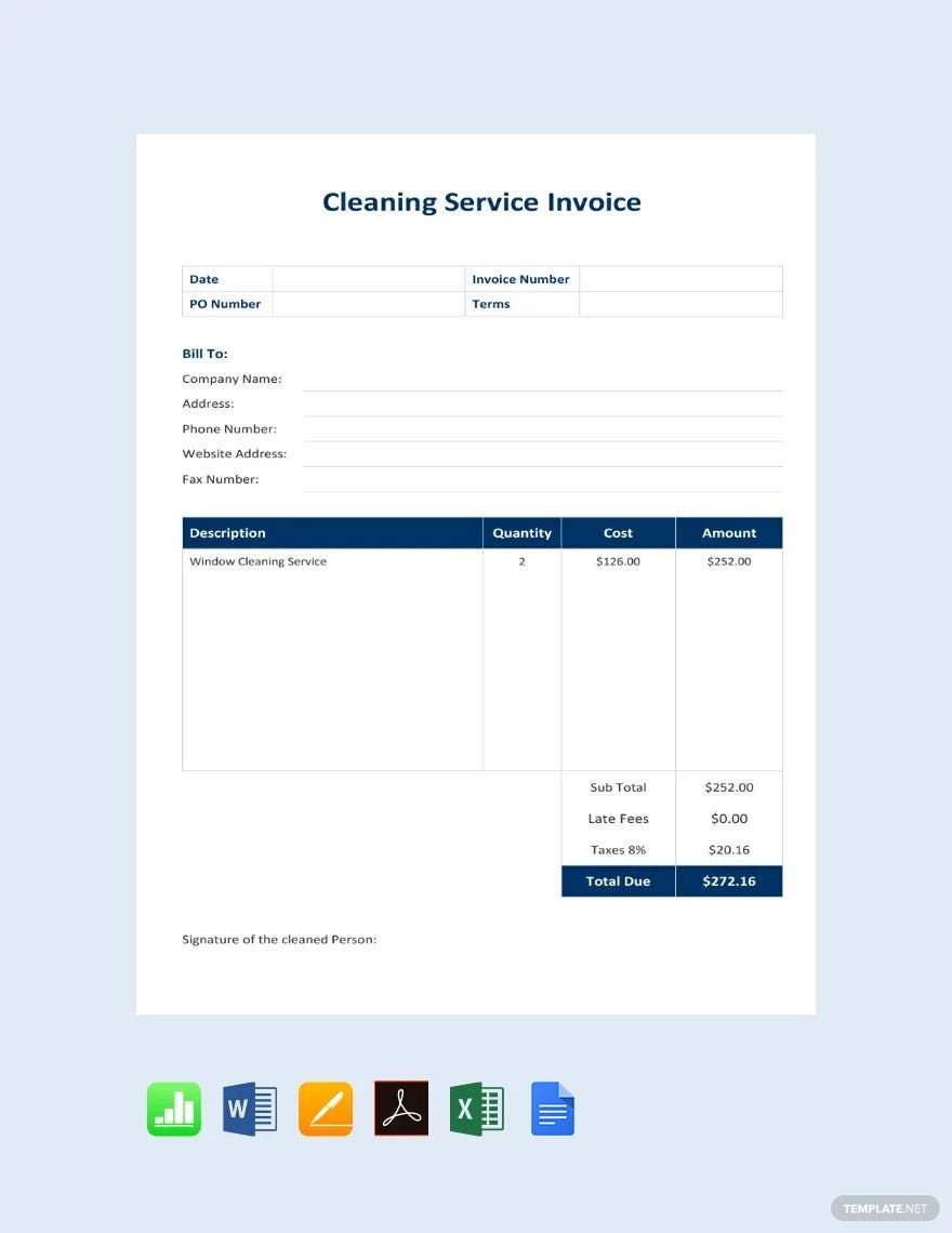 Cleaning Service Invoice Template