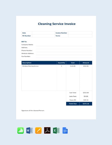 Office Cleaning Invoice Template