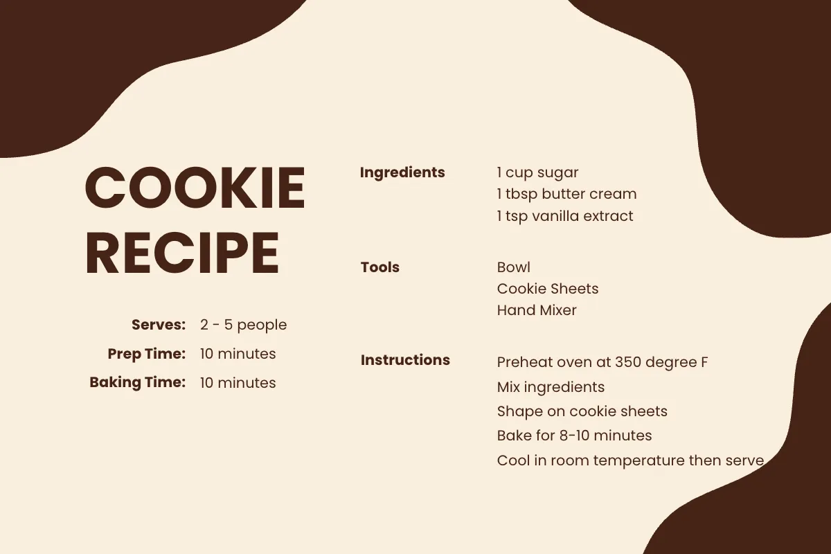 Free Simple Cookie Recipe Card Template to Edit Online