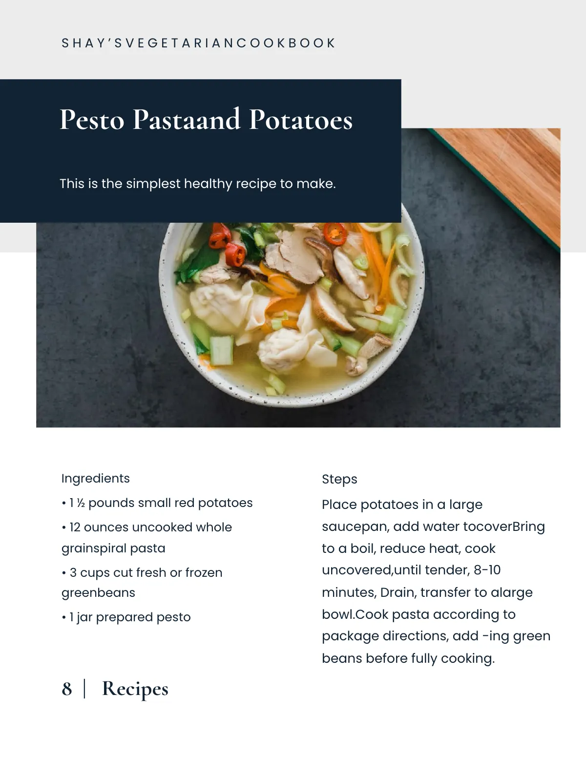 Free Online Vegetarian Cookbook Template to Edit Online