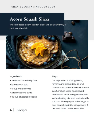 Free Online Vegetarian Cookbook Template to Edit Online