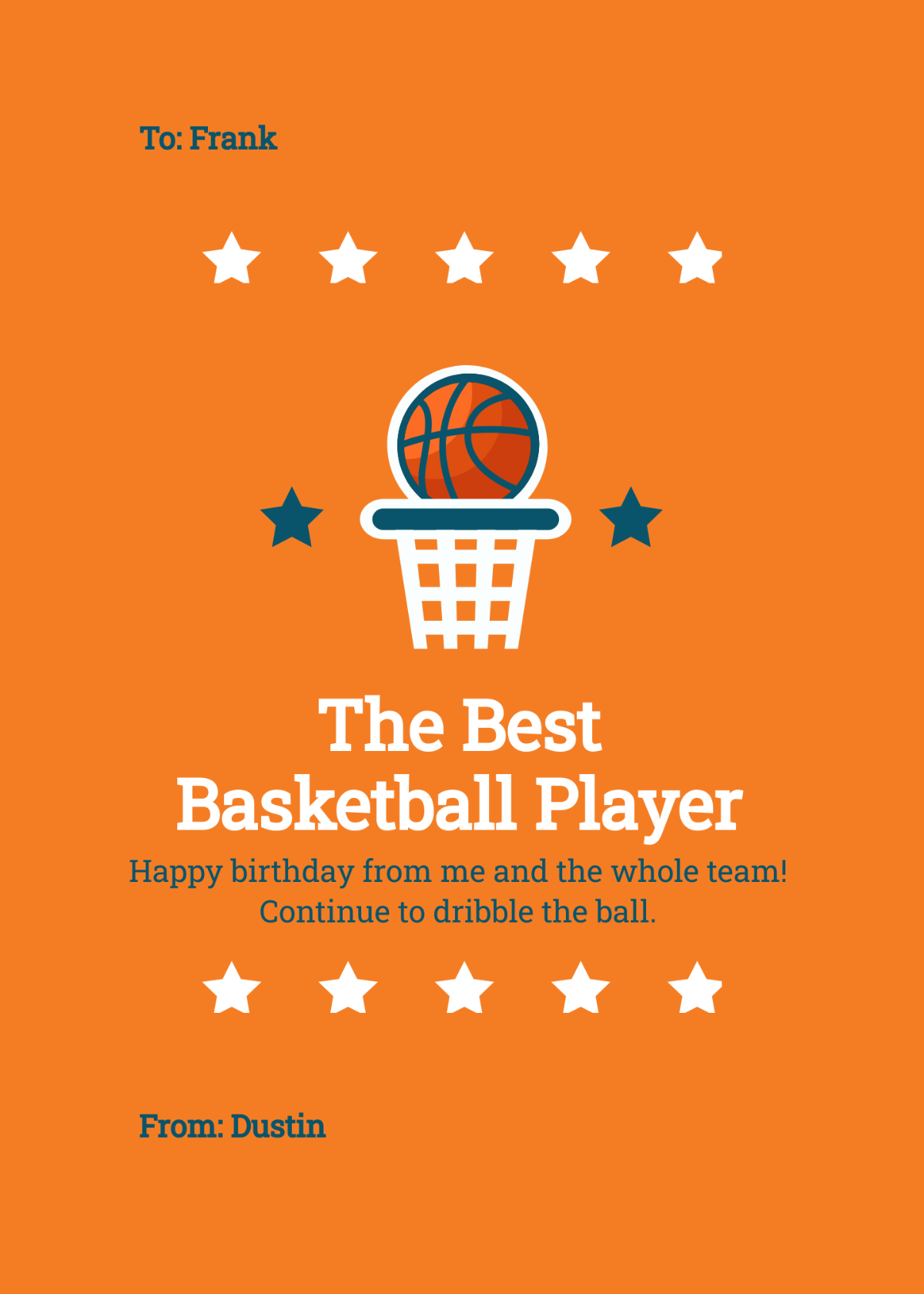 Basketball Birthday Card Template
