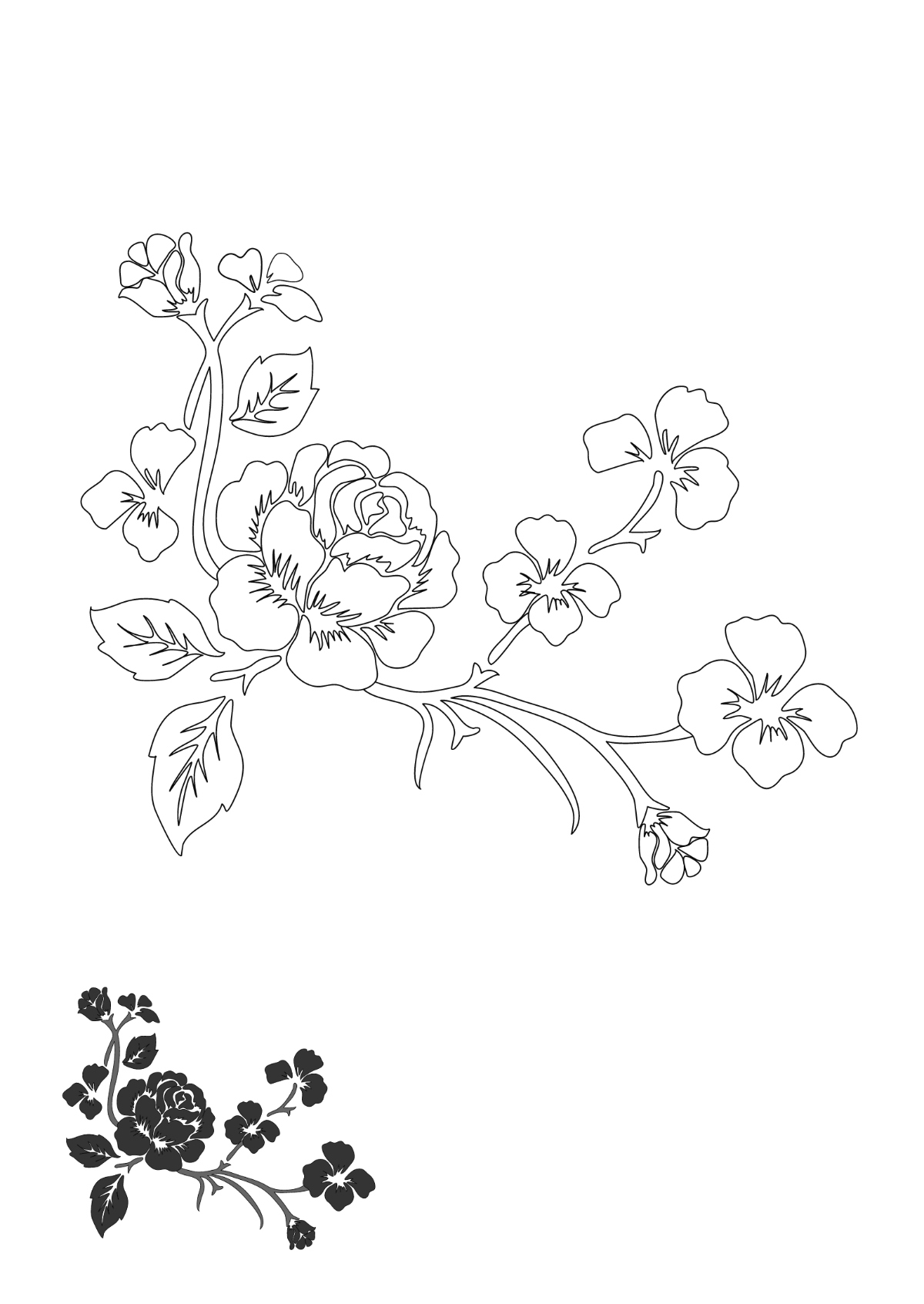 Black Floral Coloring Page Template