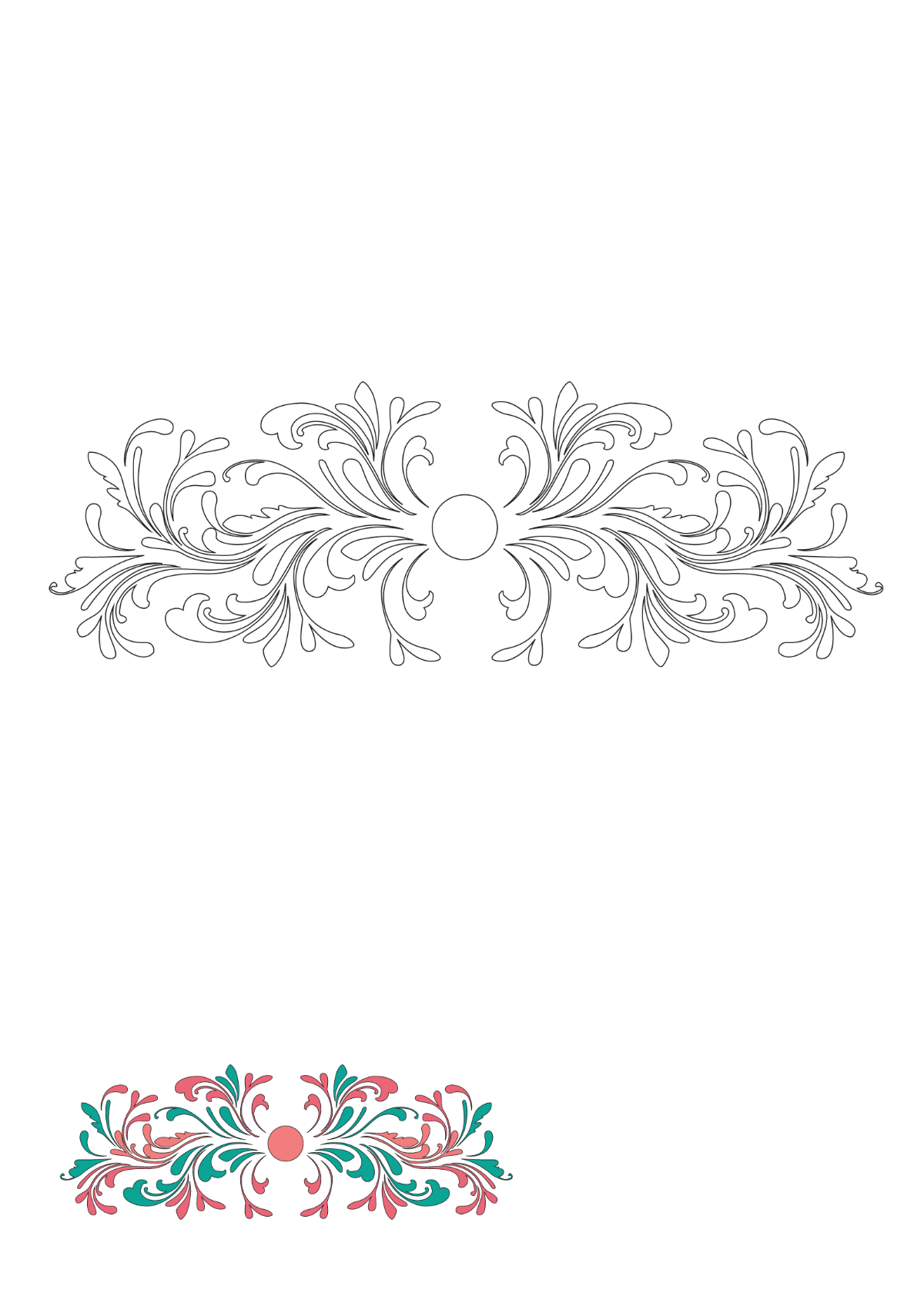 Decorative Swirl Floral Coloring Page Template