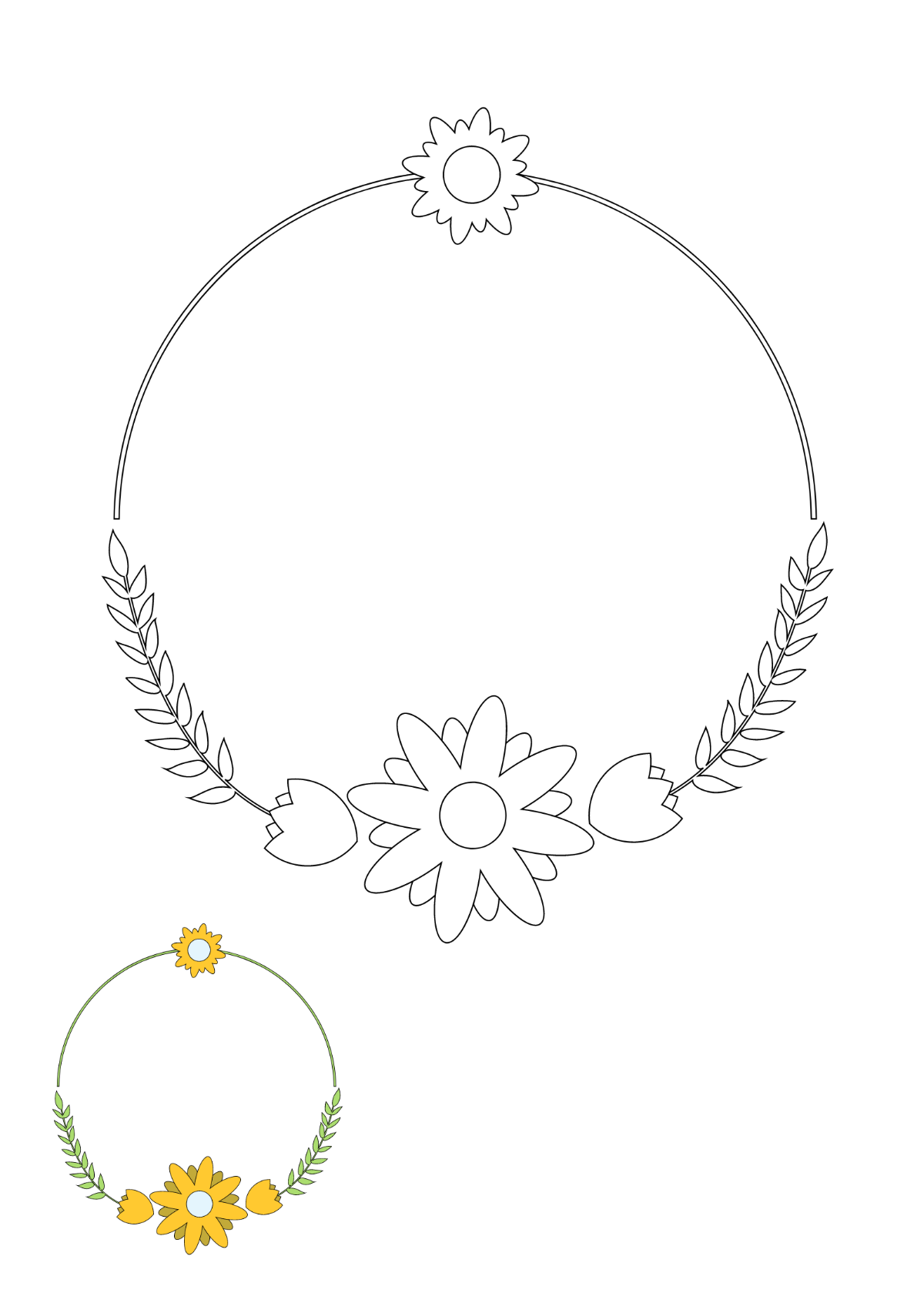 Floral Circle Coloring Page Template