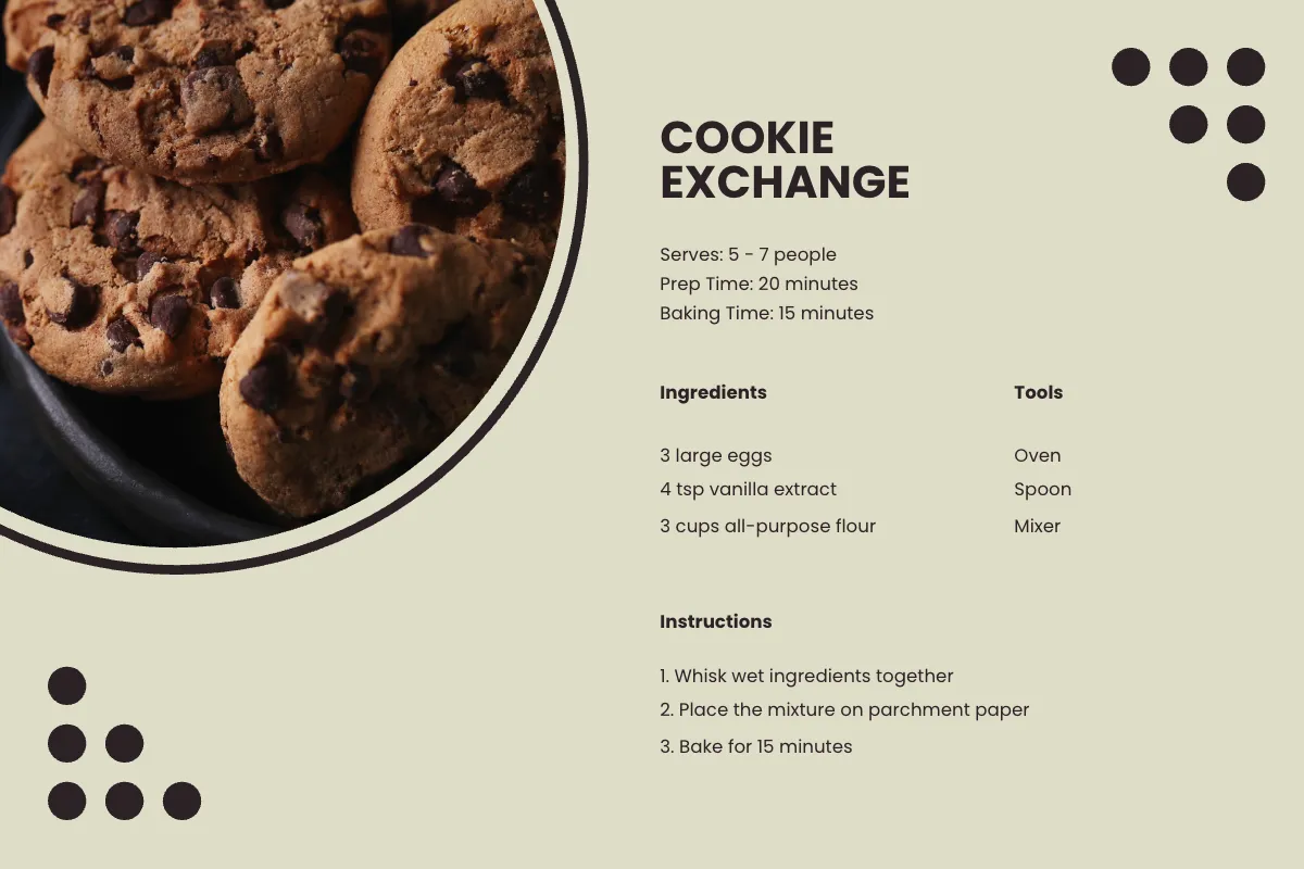 Free Cookie Exchange Recipe Card Template to Edit Online