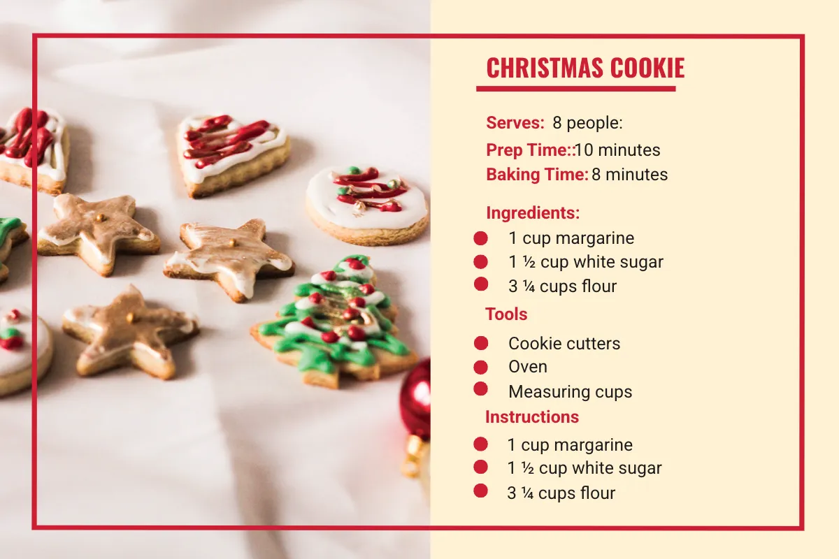 Free Christmas Cookie Recipe Card Template to Edit Online