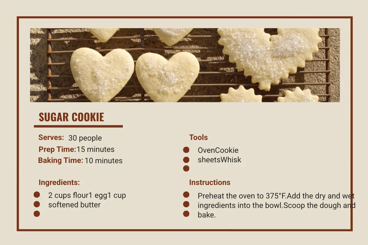 Free Sugar Cookie Recipe Card Template to Edit Online