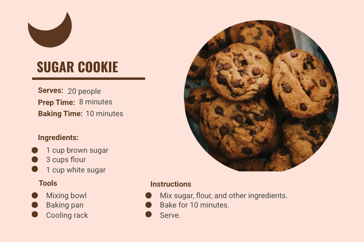 Free Minimal Cookie Recipe Card Template to Edit Online