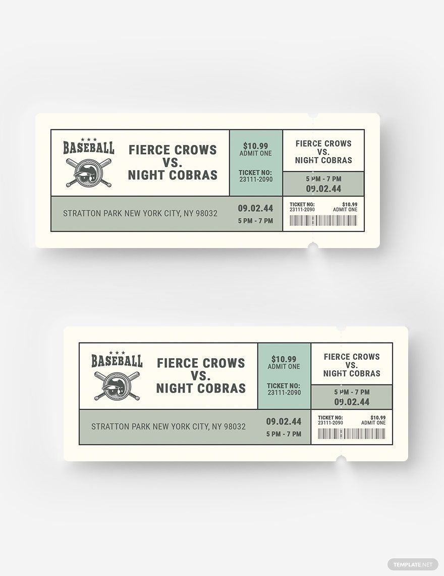 Vintage Baseball Ticket Template