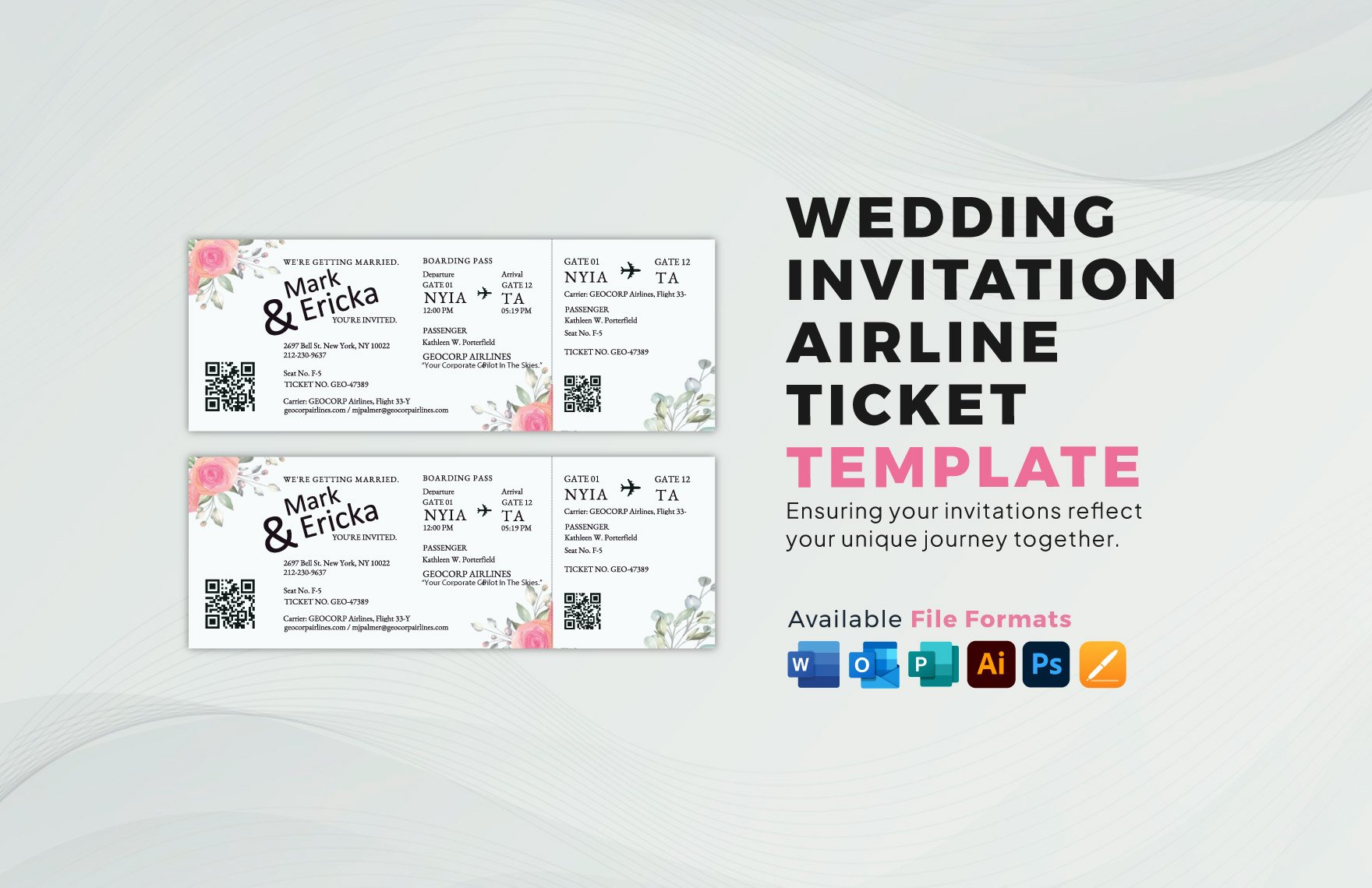 Wedding Invitation Airline Ticket Template