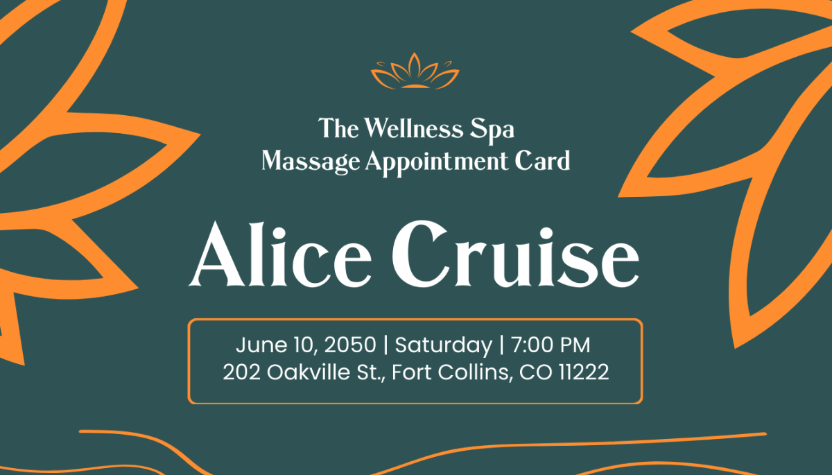 Free Massage Appointment Card Template