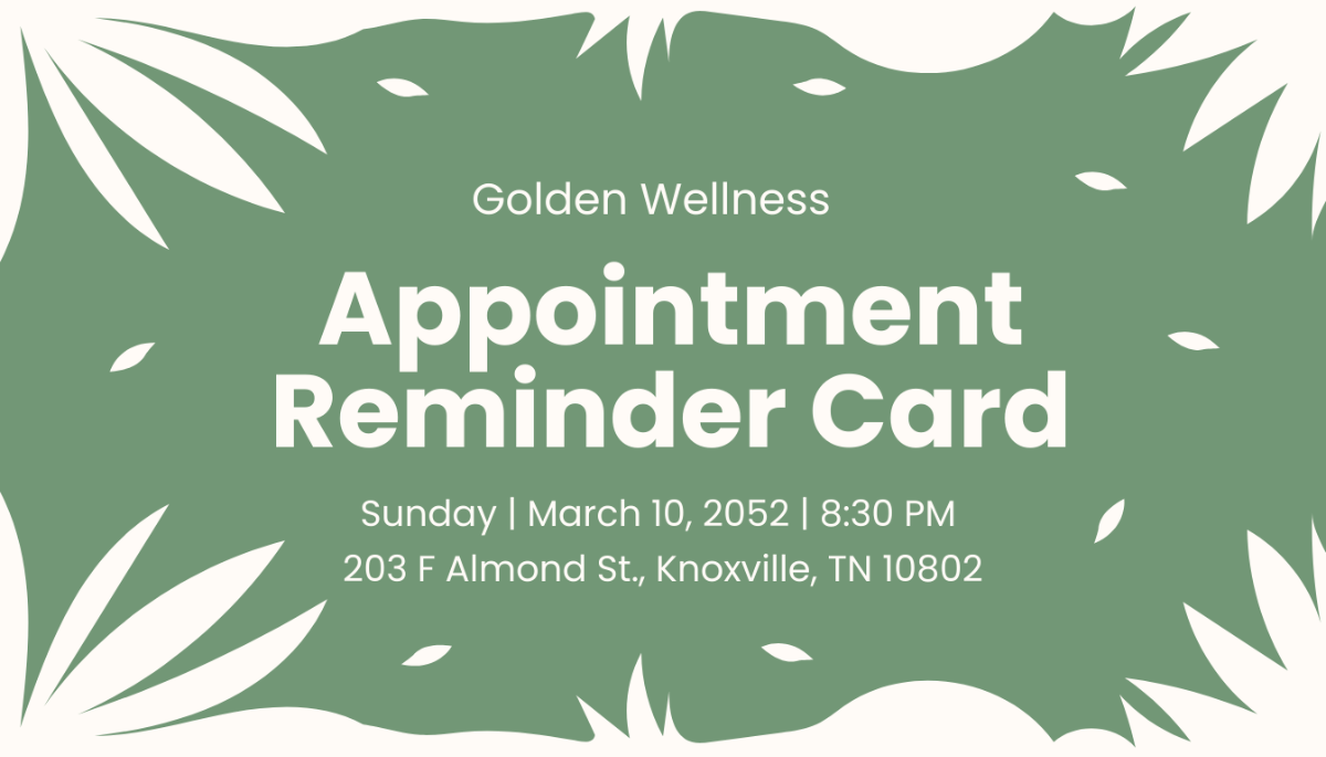 Tropical Appointment Card Template - Edit Online & Download