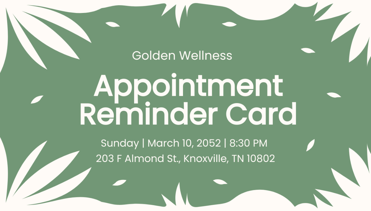 Tropical Appointment Card