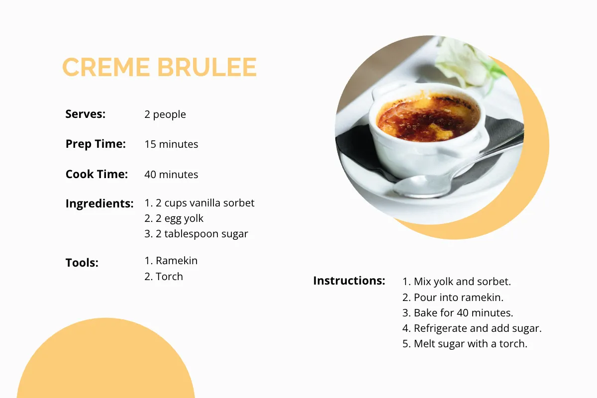 Free Sample Restaurant Recipe Card Template to Edit Online